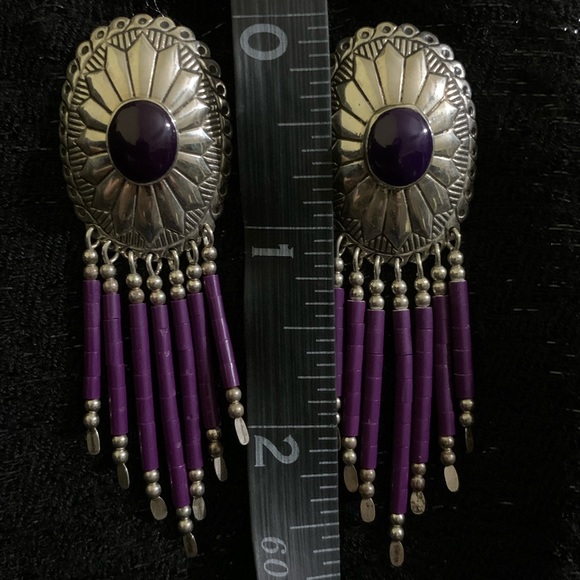 Vintage Hopi Purple Sugilite Concho earrings - Picture 6 of 9